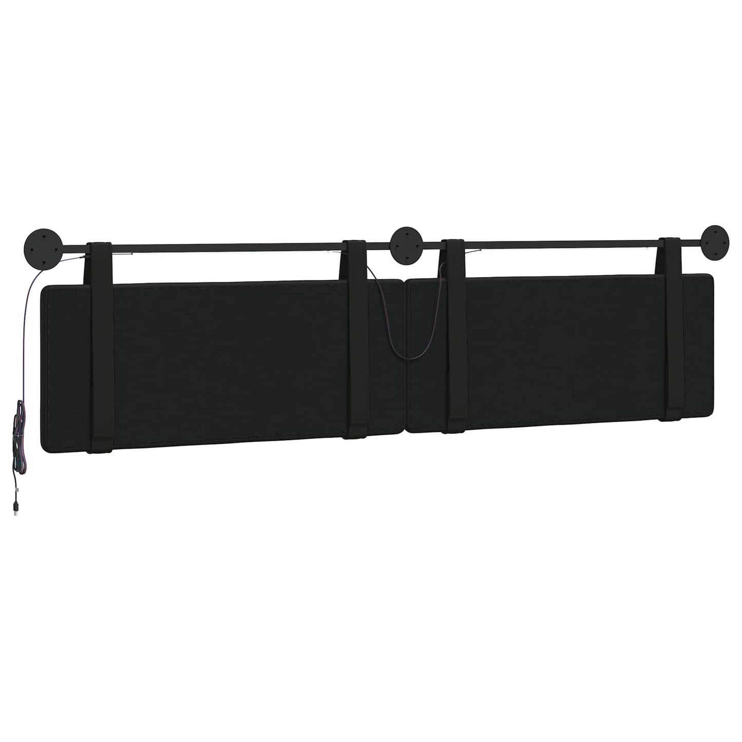 Hangend hoofdbord Met LED-verlichting Zwart Kunstleer