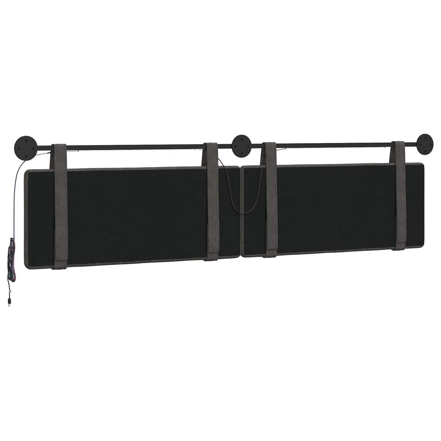 Hangend hoofdbord Met LED-verlichting Zwart Antiek PU