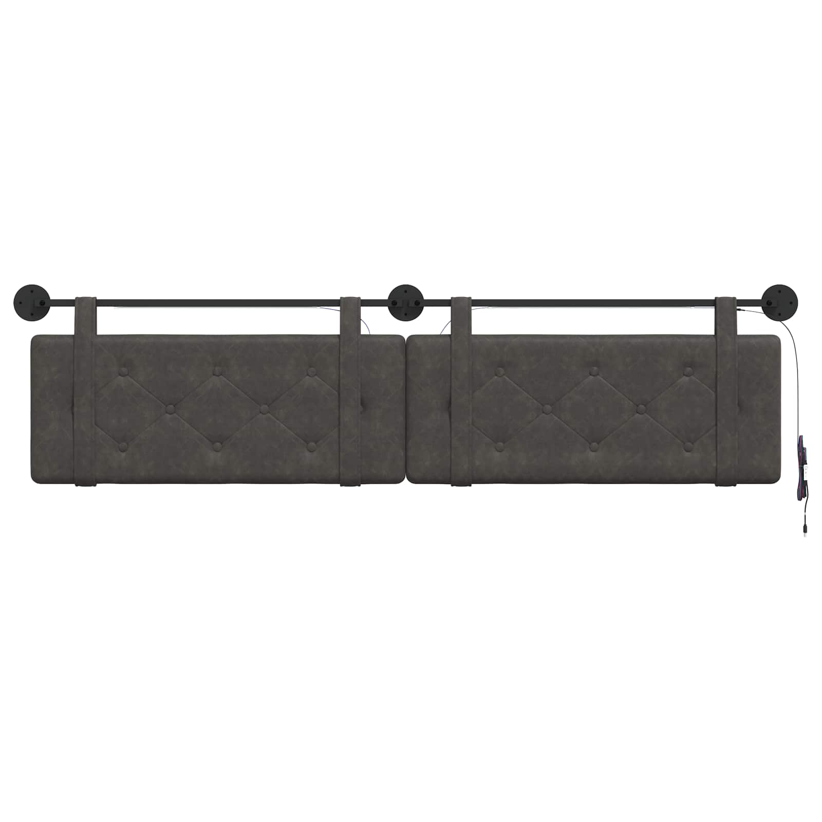 Hangend hoofdbord Met LED-verlichting Zwart Antiek PU
