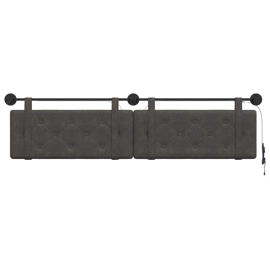 Hangend hoofdbord Met LED-verlichting Zwart Antiek PU