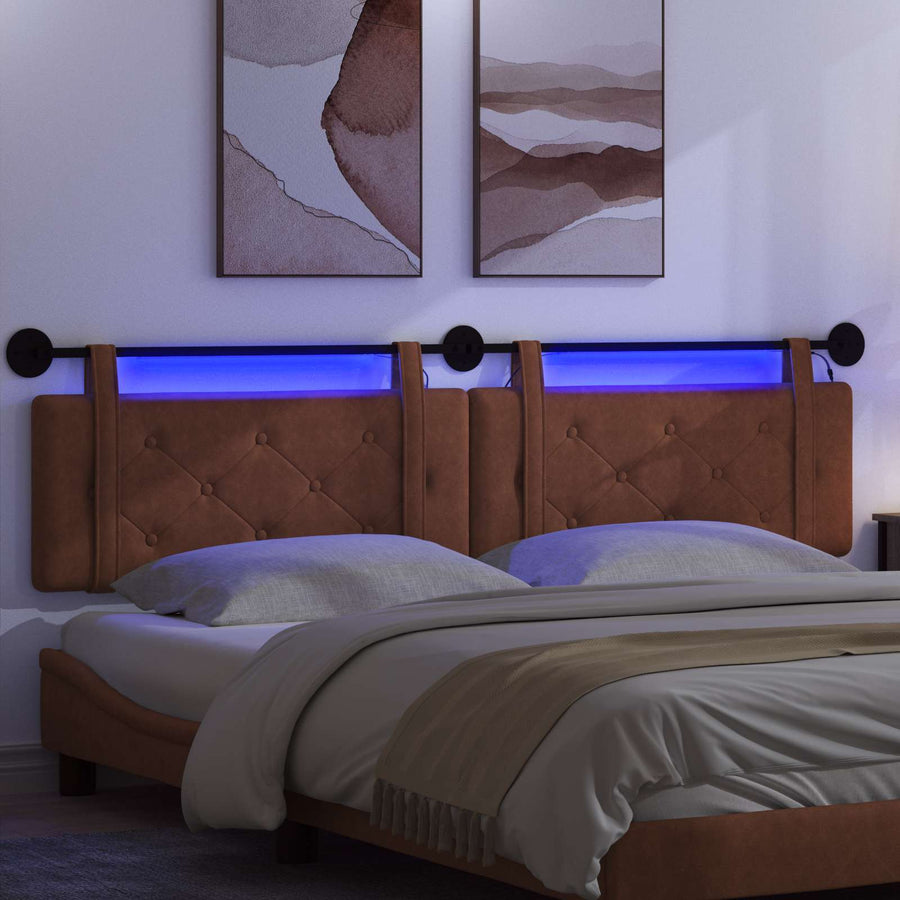 Hangend hoofdbord Met LED-verlichting Bruin Antiek PU
