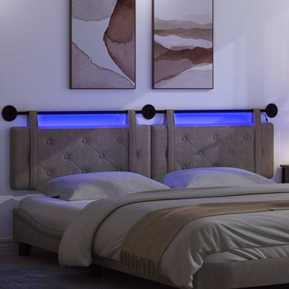 Hangend hoofdbord Met LED-verlichting Grijs Antiek PU