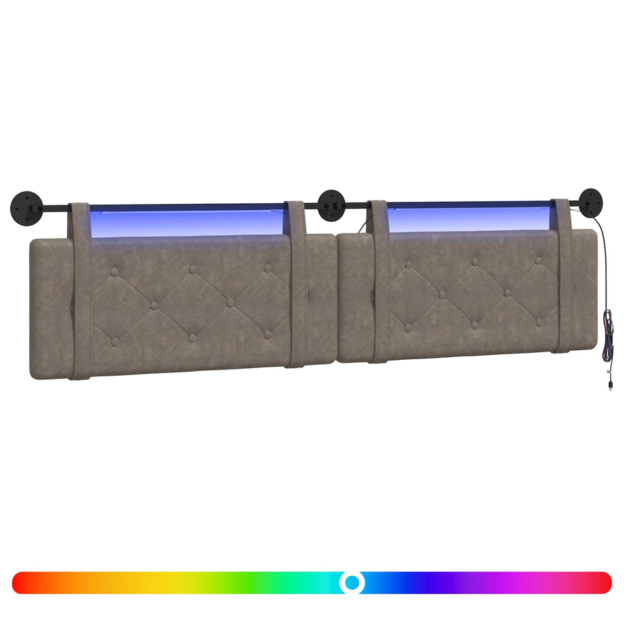 Hangend hoofdbord Met LED-verlichting Grijs Antiek PU
