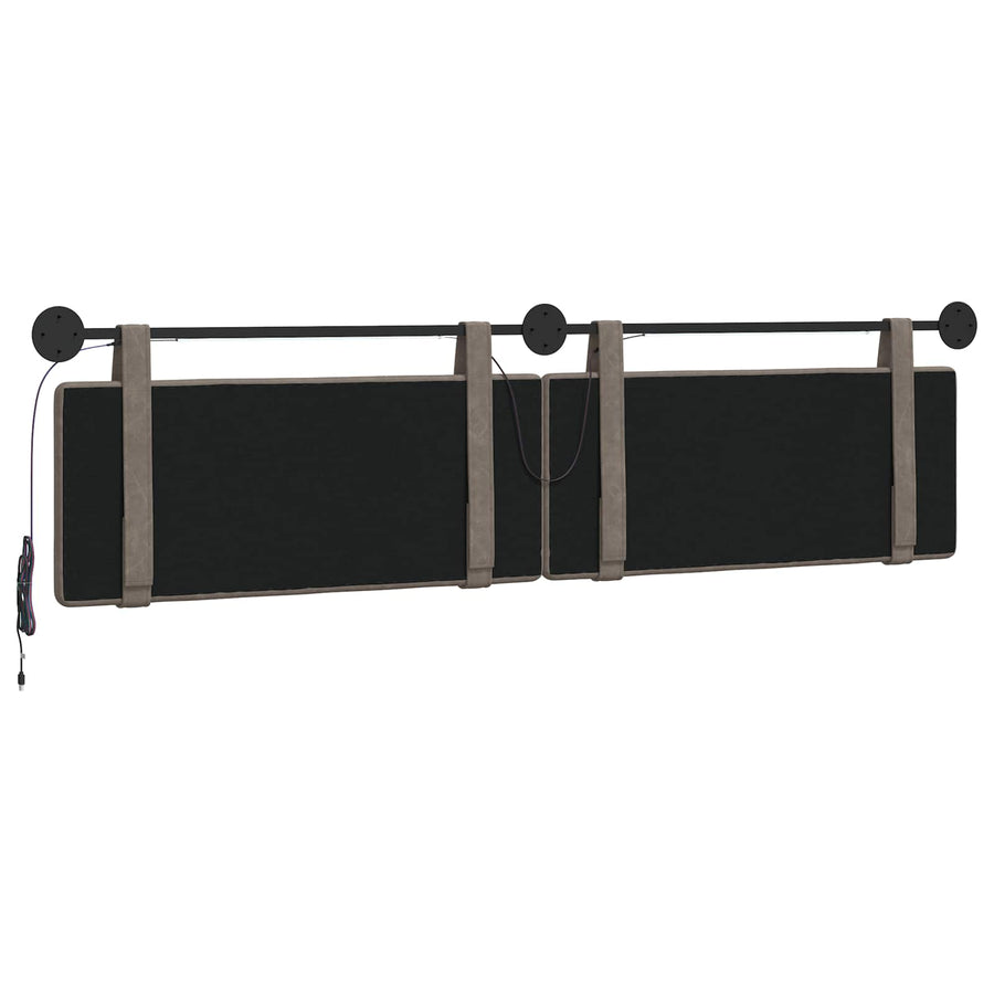 Hangend hoofdbord Met LED-verlichting Grijs Antiek PU