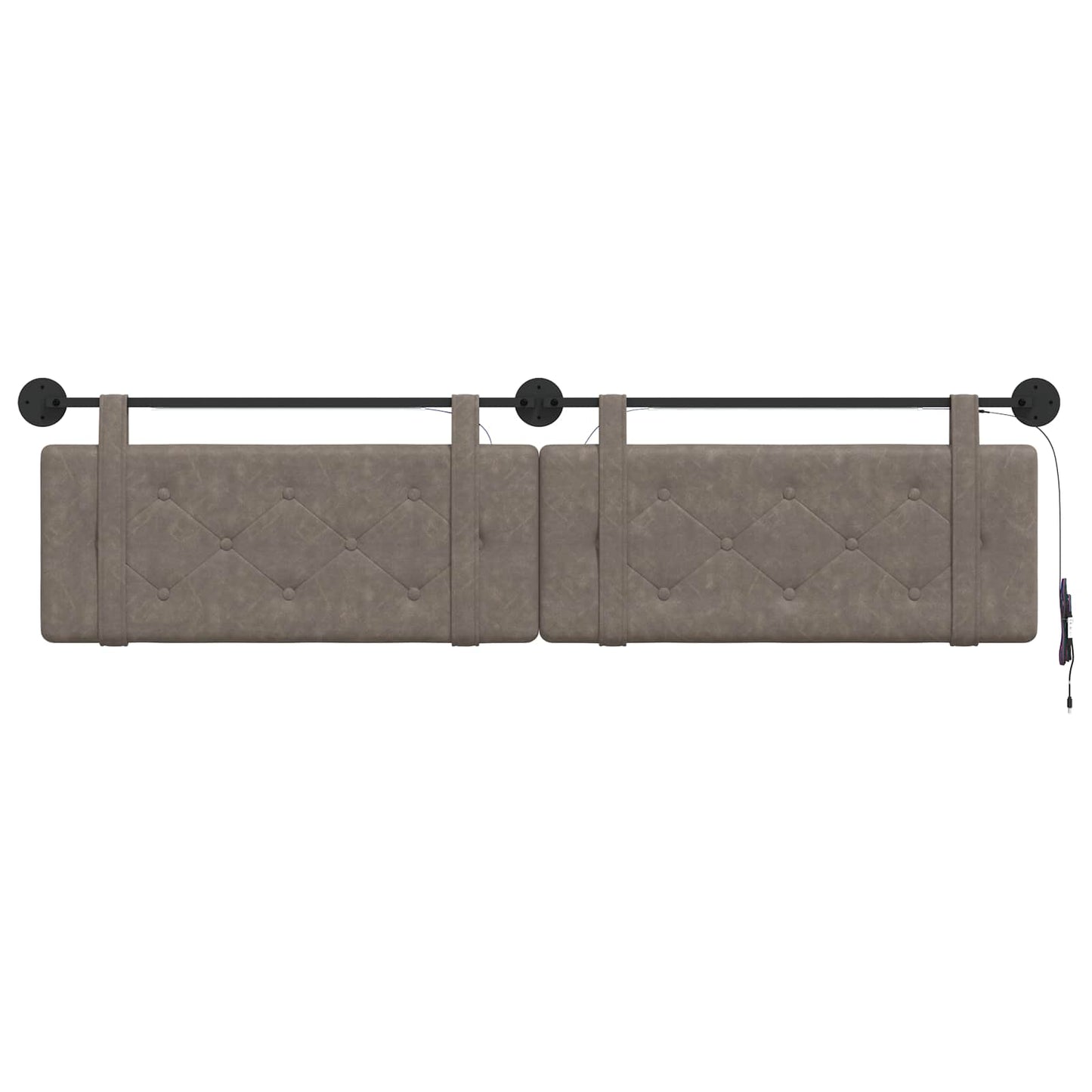 Hangend hoofdbord Met LED-verlichting Grijs Antiek PU