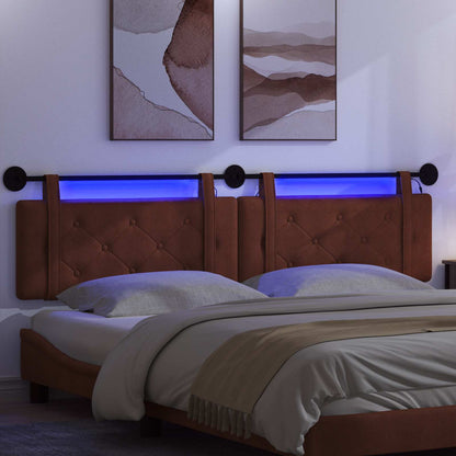 Hangend hoofdbord Met LED-verlichting Glanzend Bruin Antiek PU