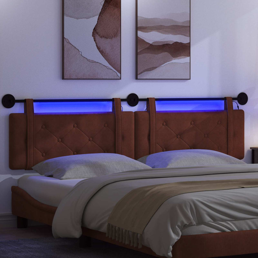 Hangend hoofdbord Met LED-verlichting Glanzend Bruin Antiek PU