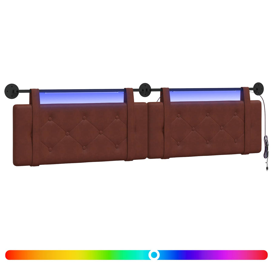 Hangend hoofdbord Met LED-verlichting Glanzend Bruin Antiek PU