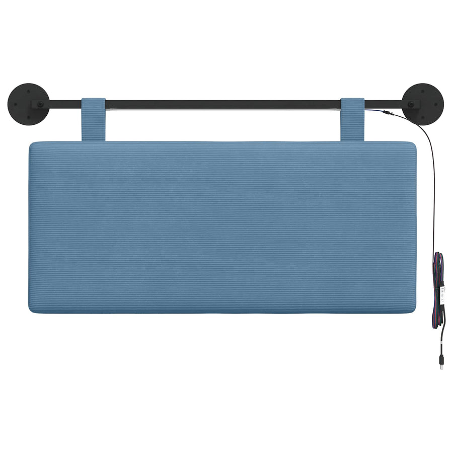 Hangend hoofdbord Met LED-verlichting Blauw Katoen Stof