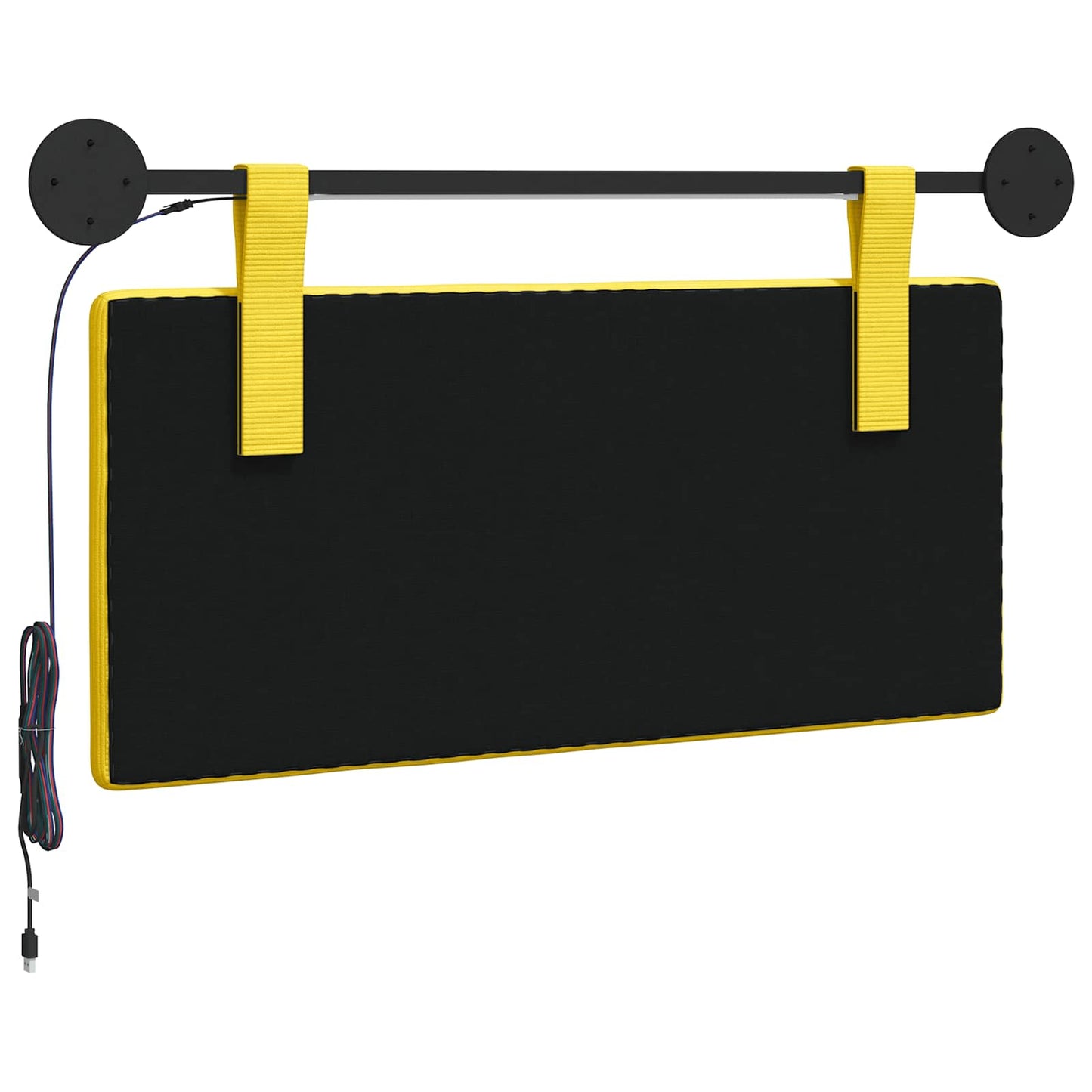 Hangend hoofdbord Met LED-verlichting Lichtgeel Katoen Stof