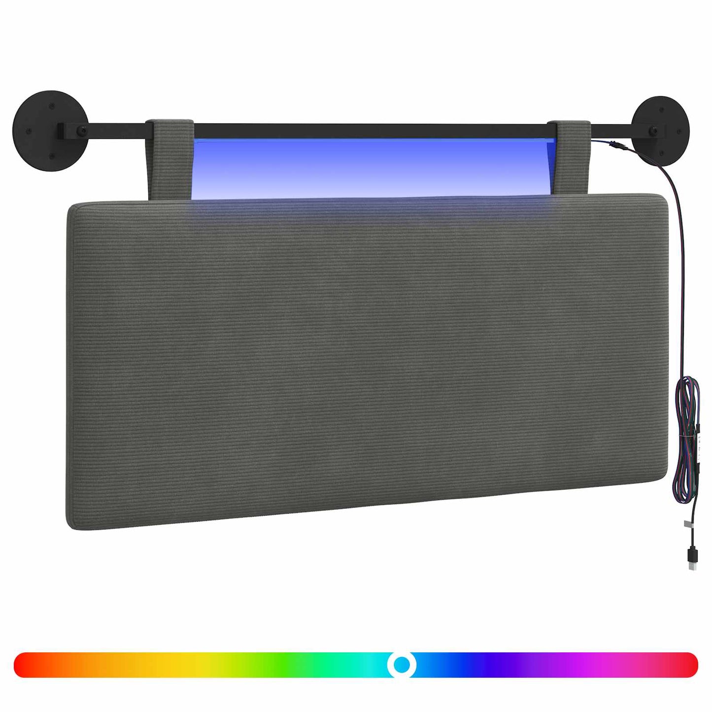 Hangend hoofdbord Met LED-verlichting Donkergrijs Katoen Stof