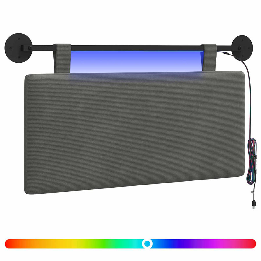 Hangend hoofdbord Met LED-verlichting Donkergrijs Katoen Stof