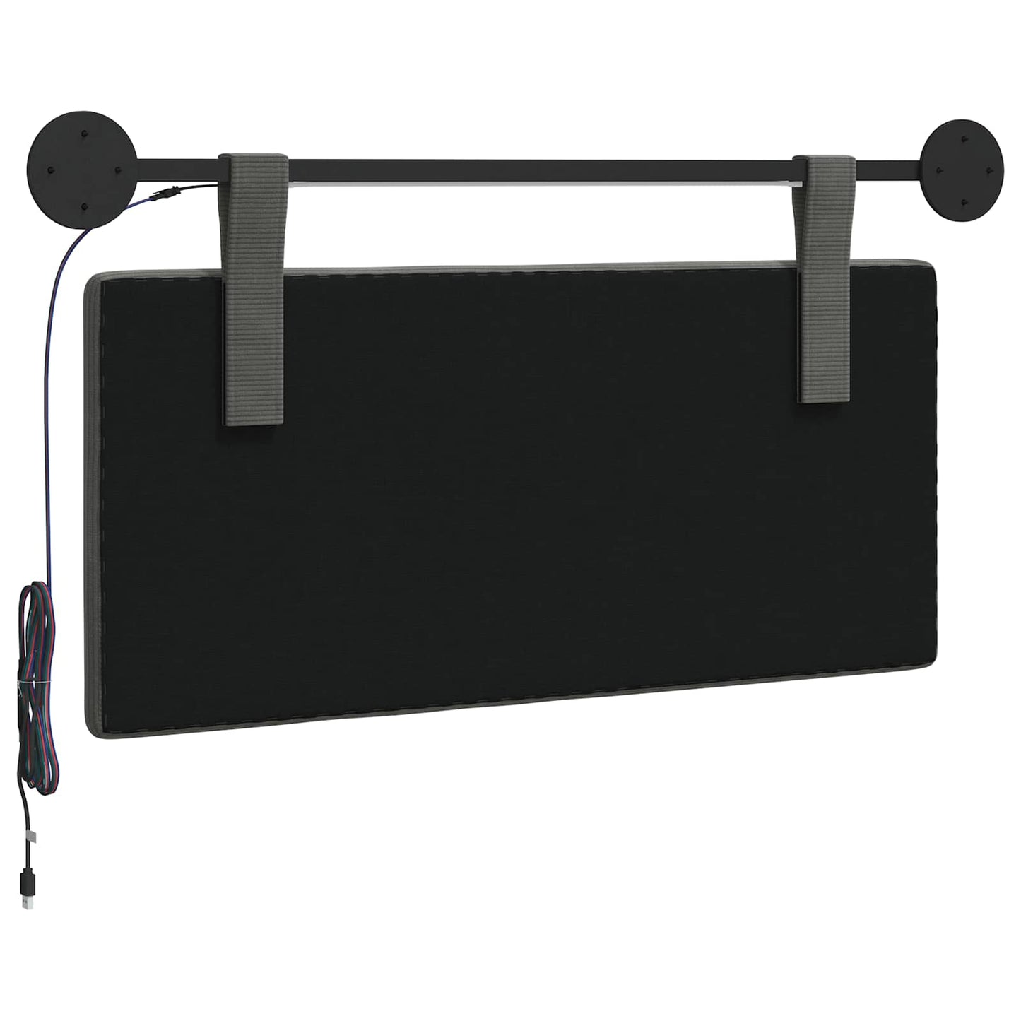 Hangend hoofdbord Met LED-verlichting Donkergrijs Katoen Stof