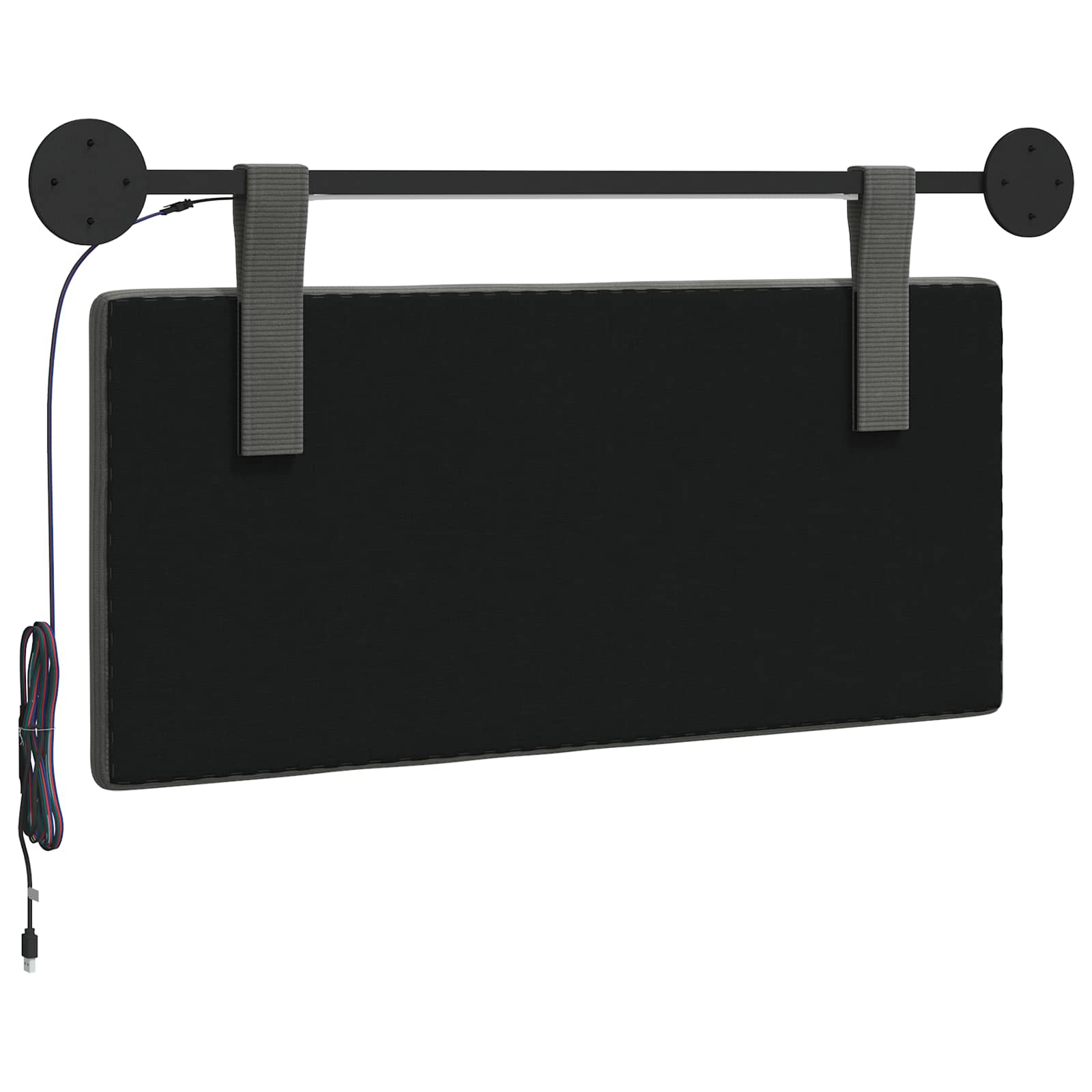 Hangend hoofdbord Met LED-verlichting Donkergrijs Katoen Stof