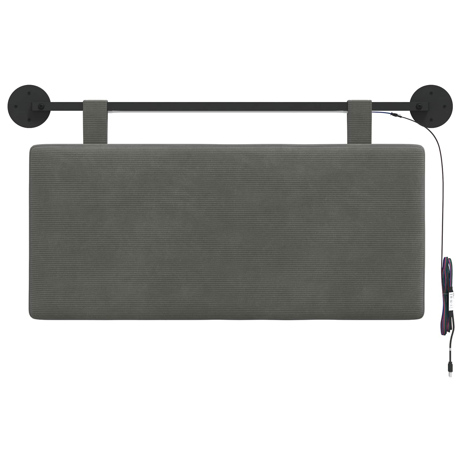 Hangend hoofdbord Met LED-verlichting Donkergrijs Katoen Stof