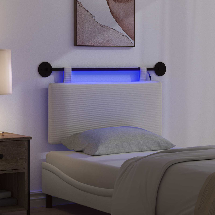 Hangend hoofdbord Met LED-verlichting Crèmekleurig Katoen Stof