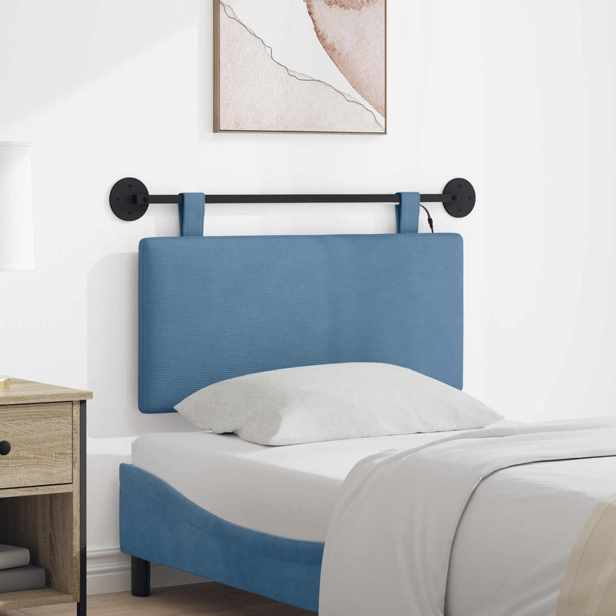 Hangend hoofdbord Met LED-verlichting Blauw Katoen Stof