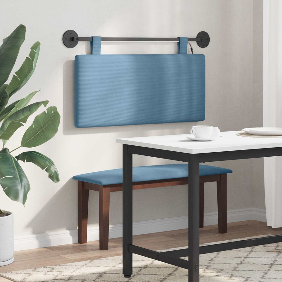Hangend hoofdbord Met LED-verlichting Blauw Katoen Stof