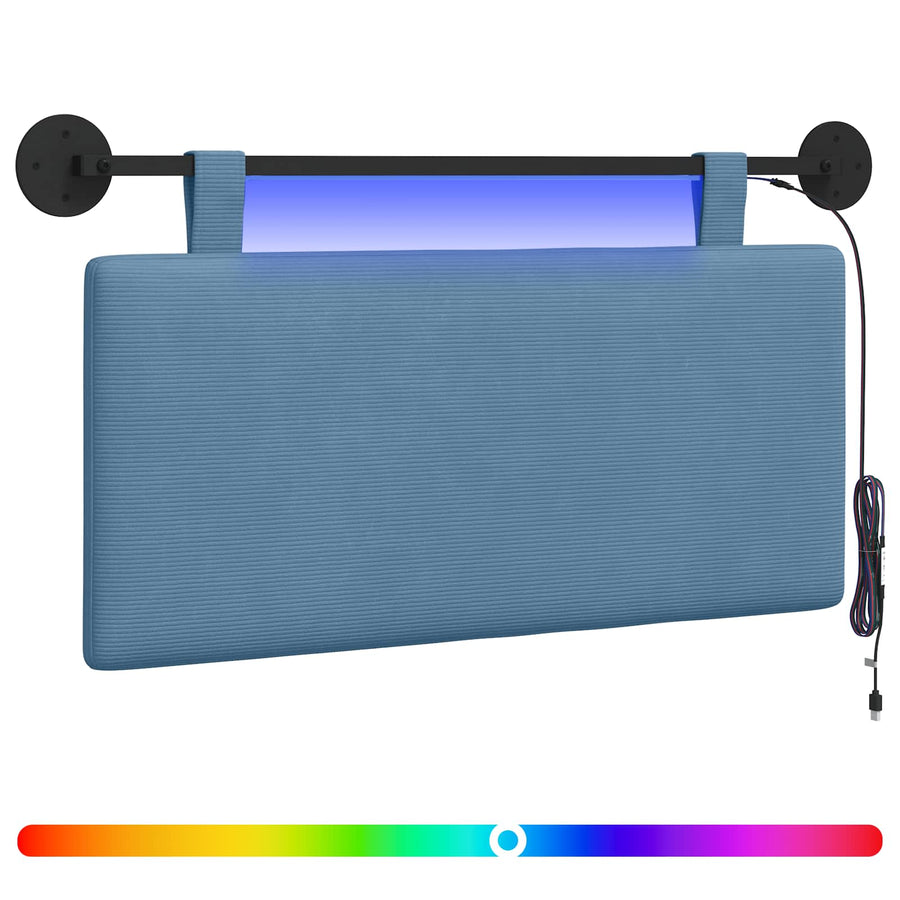 Hangend hoofdbord Met LED-verlichting Blauw Katoen Stof