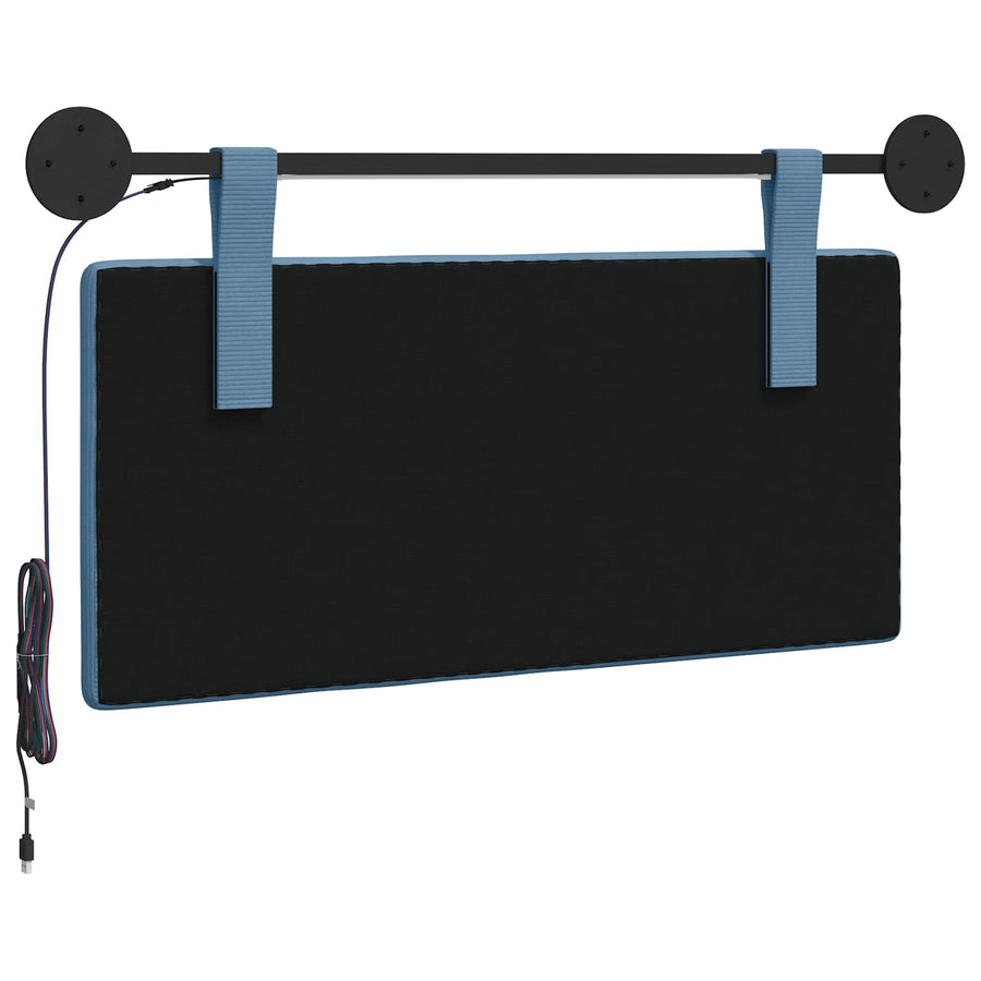 Hangend hoofdbord Met LED-verlichting Blauw Katoen Stof