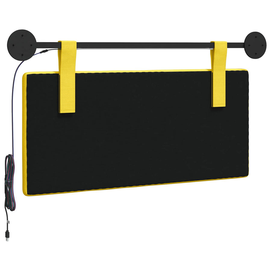 Hangend hoofdbord Met LED-verlichting Lichtgeel Katoen Stof