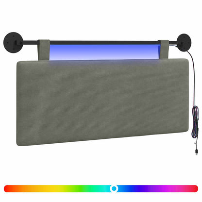 Hangend hoofdbord Met LED-verlichting Lichtgrijs Katoen Stof