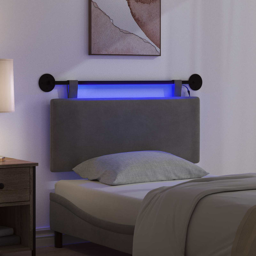 Hangend hoofdbord Met LED-verlichting Donkergrijs Katoen Stof