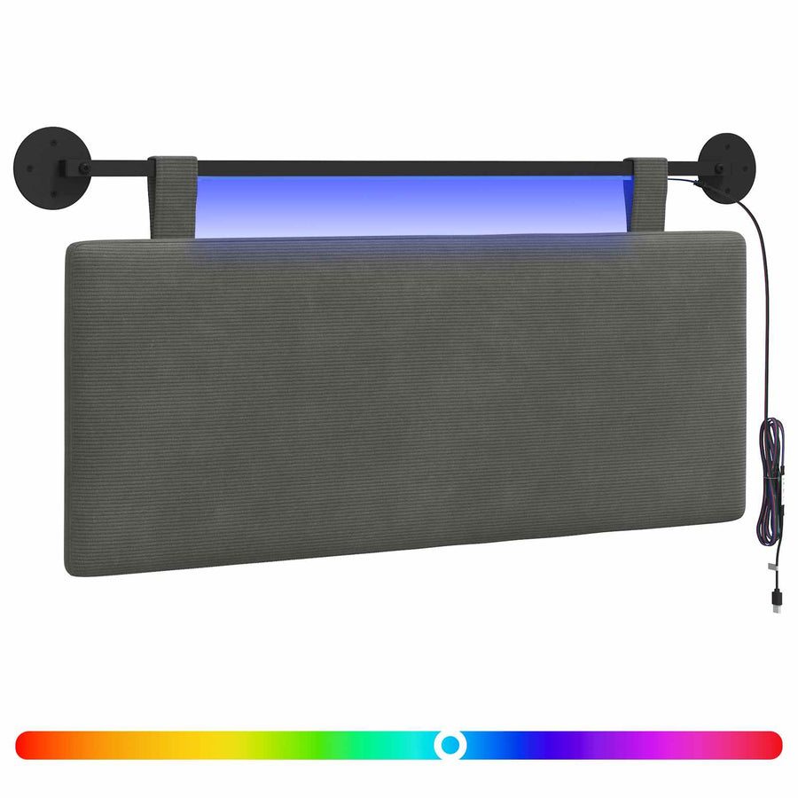 Hangend hoofdbord Met LED-verlichting Donkergrijs Katoen Stof