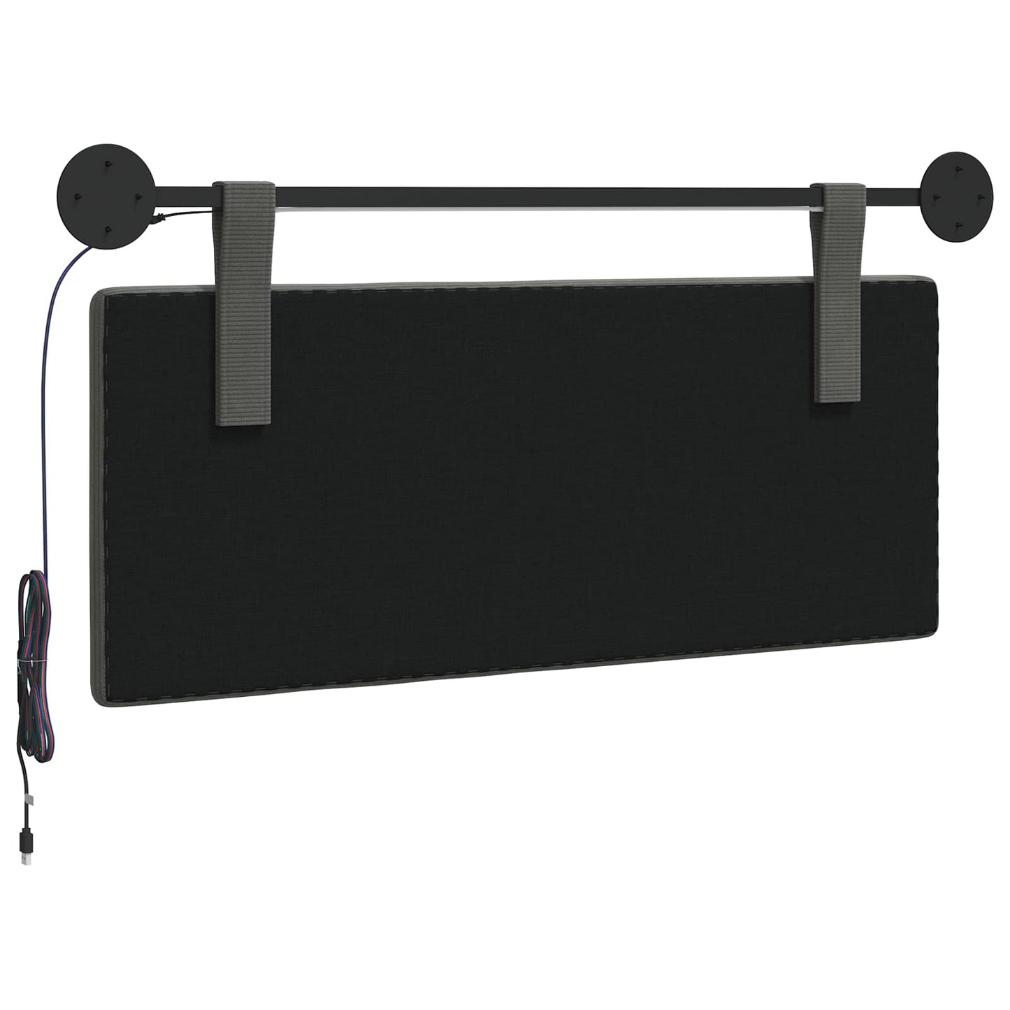 Hangend hoofdbord Met LED-verlichting Donkergrijs Katoen Stof