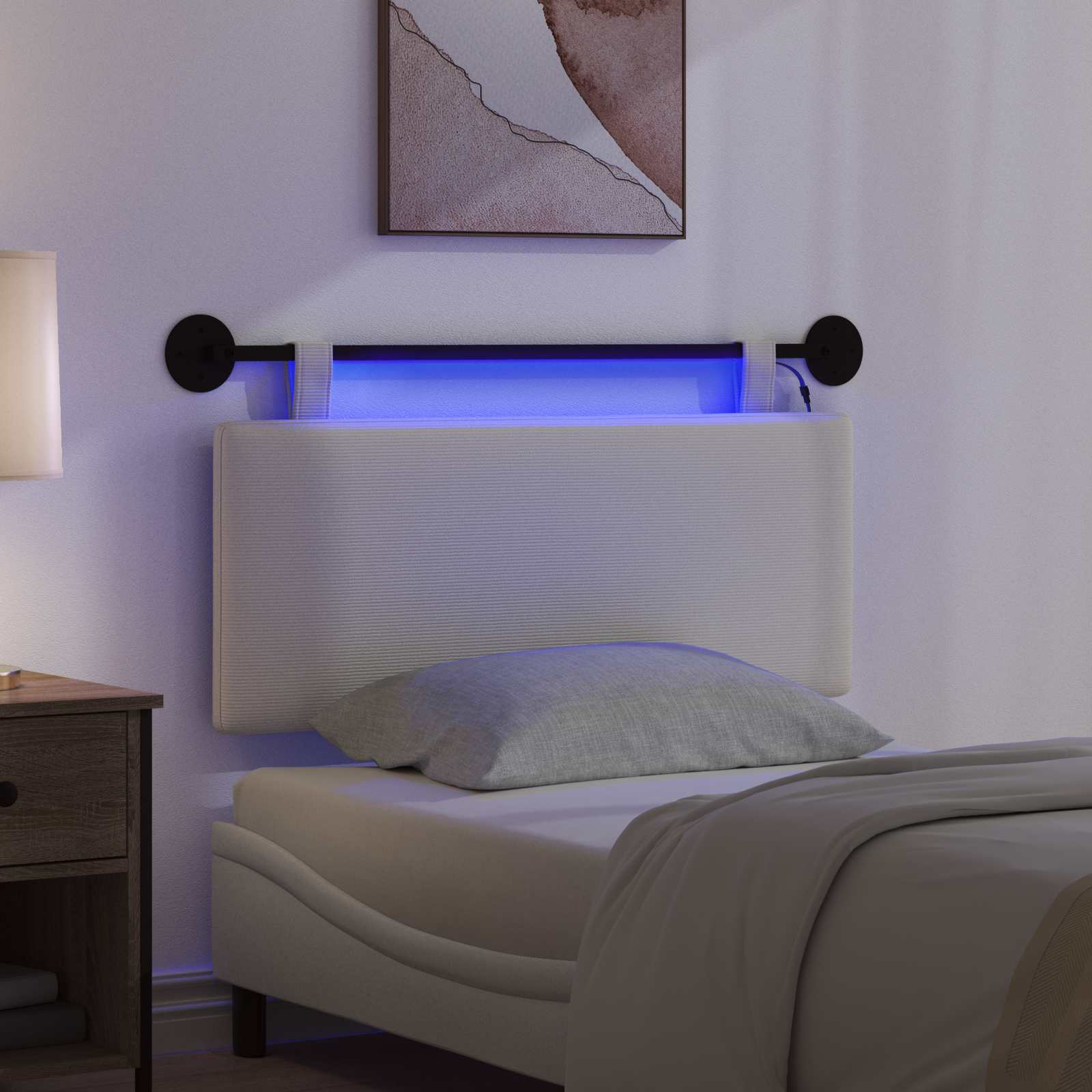 Hangend hoofdbord Met LED-verlichting Crèmekleurig Katoen Stof