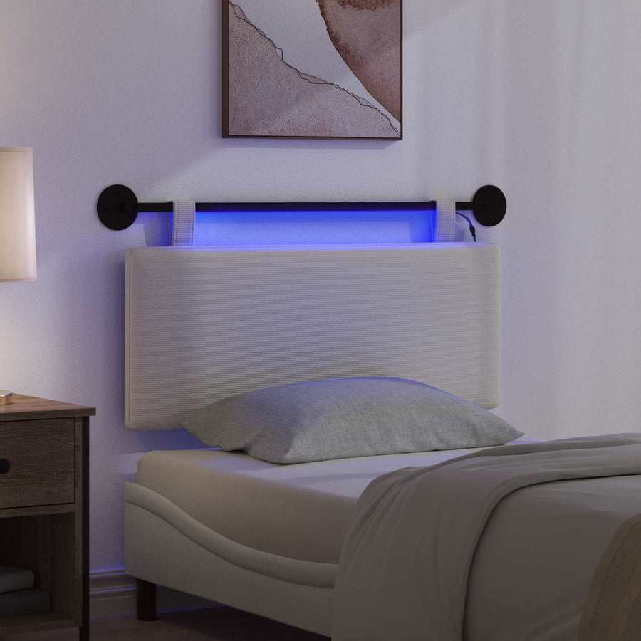 Hangend hoofdbord Met LED-verlichting Crèmekleurig Katoen Stof