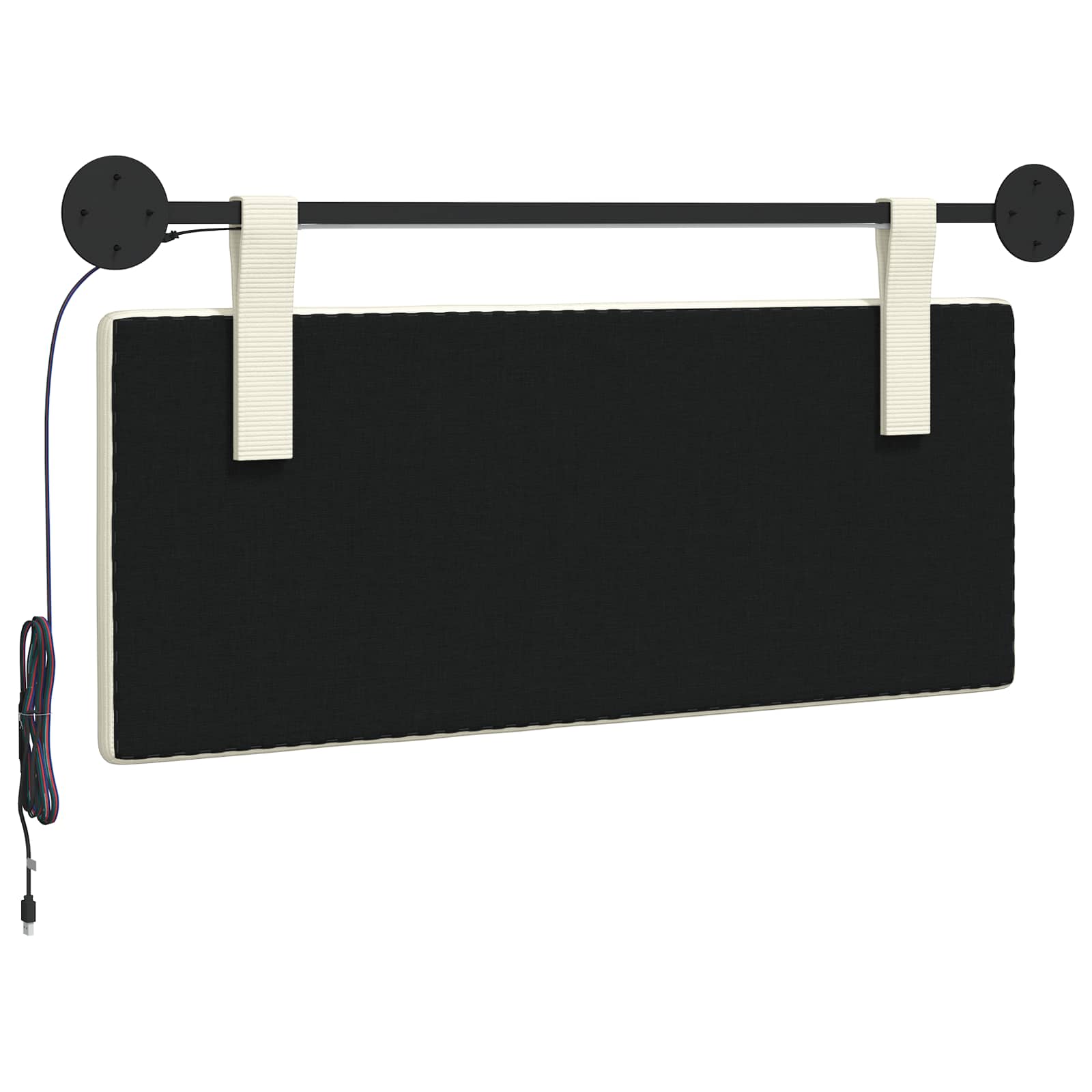 Hangend hoofdbord Met LED-verlichting Crèmekleurig Katoen Stof