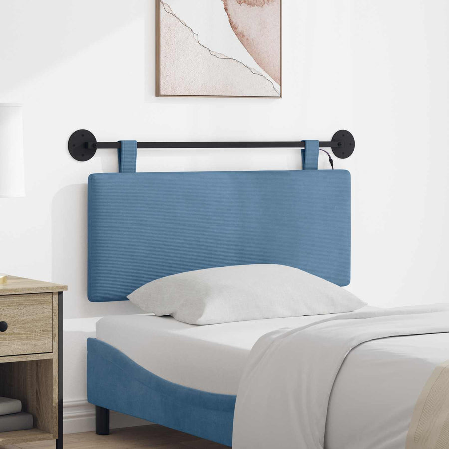 Hangend hoofdbord Met LED-verlichting Blauw Katoen Stof