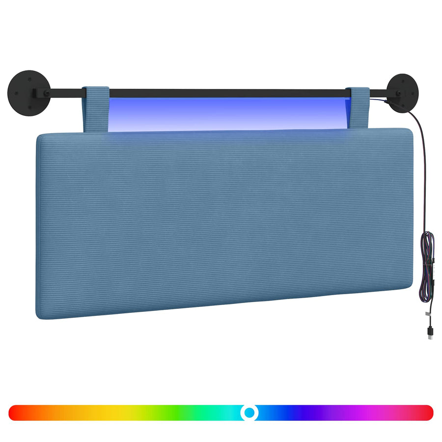 Hangend hoofdbord Met LED-verlichting Blauw Katoen Stof