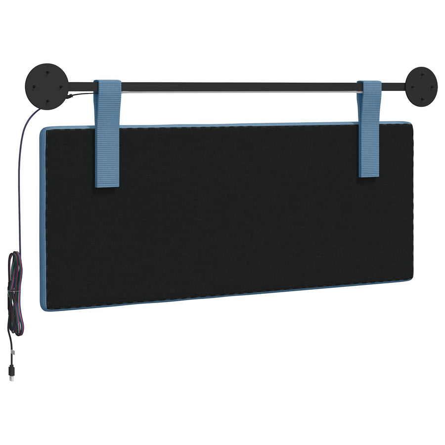 Hangend hoofdbord Met LED-verlichting Blauw Katoen Stof