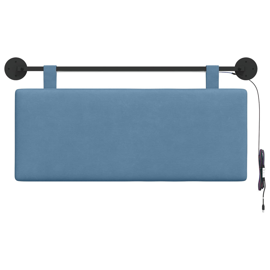 Hangend hoofdbord Met LED-verlichting Blauw Katoen Stof