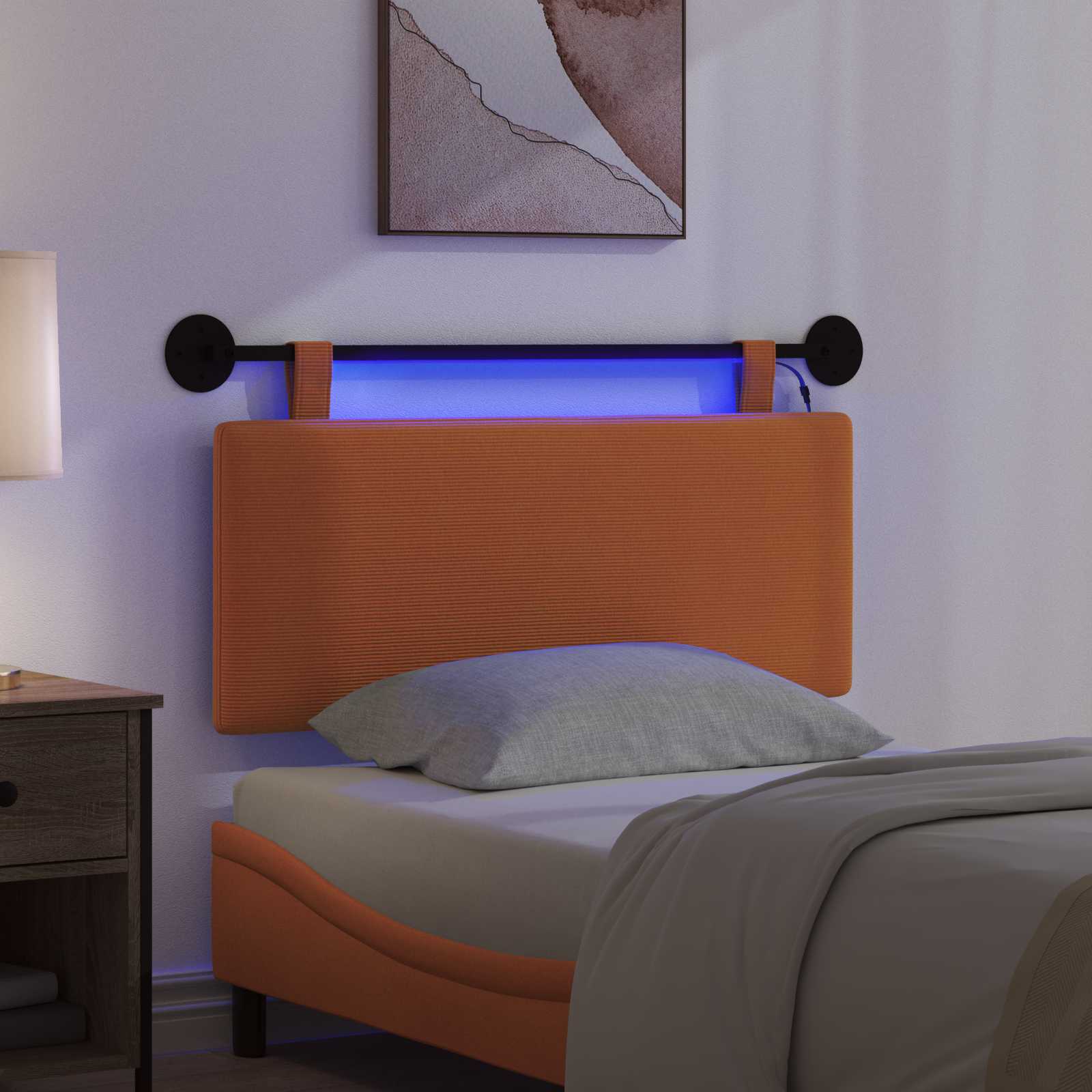 Hangend hoofdbord Met LED-verlichting Oranje Katoen Stof
