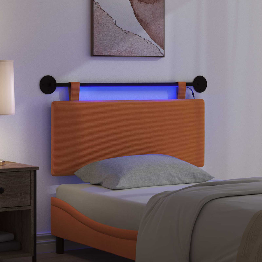 Hangend hoofdbord Met LED-verlichting Oranje Katoen Stof