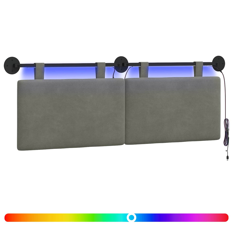 Hangend hoofdbord Met LED-verlichting Lichtgrijs Katoen Stof