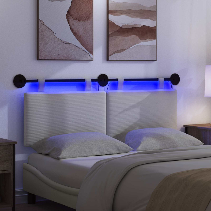 Hangend hoofdbord Met LED-verlichting Crèmekleurig Katoen Stof