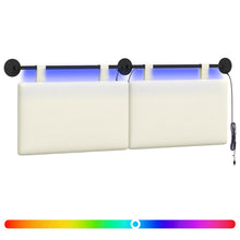 Hangend hoofdbord Met LED-verlichting Crèmekleurig Katoen Stof
