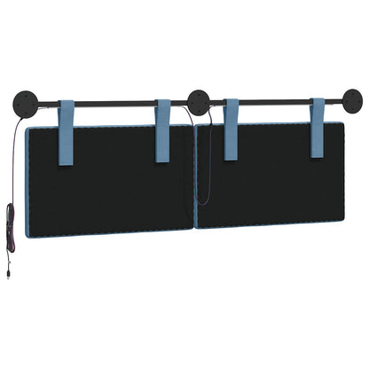 Hangend hoofdbord Met LED-verlichting Blauw Katoen Stof