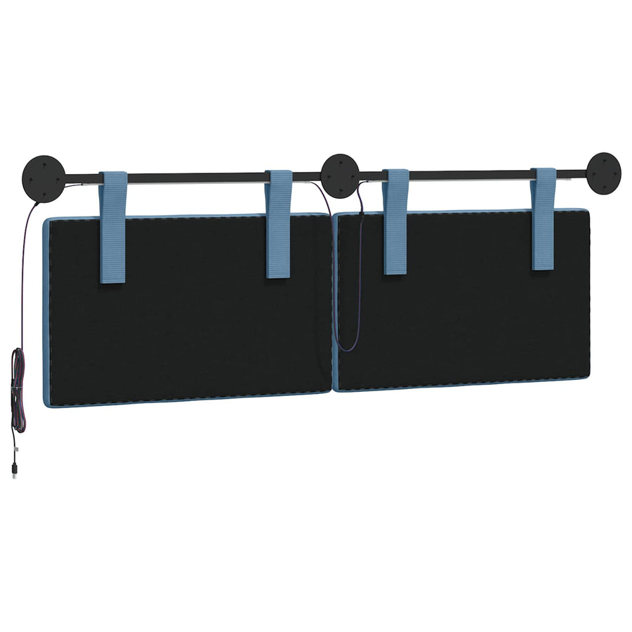 Hangend hoofdbord Met LED-verlichting Blauw Katoen Stof