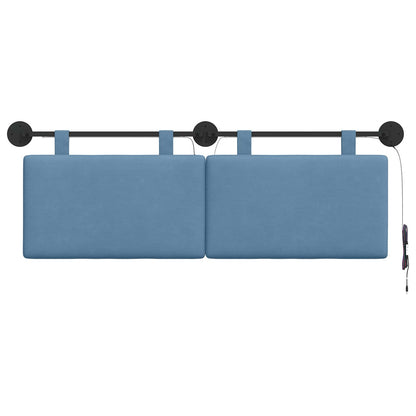 Hangend hoofdbord Met LED-verlichting Blauw Katoen Stof