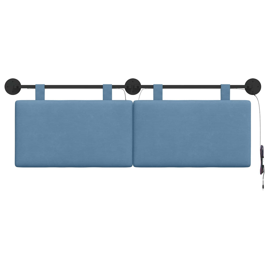Hangend hoofdbord Met LED-verlichting Blauw Katoen Stof