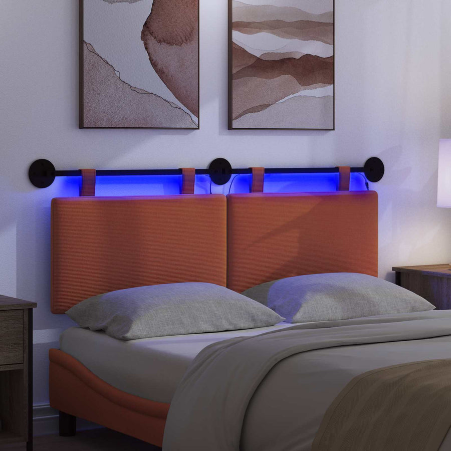 Hangend hoofdbord Met LED-verlichting Oranje Katoen Stof