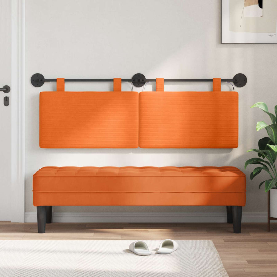 Hangend hoofdbord Met LED-verlichting Oranje Katoen Stof