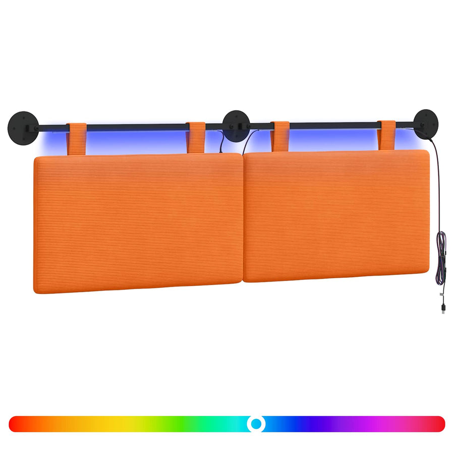 Hangend hoofdbord Met LED-verlichting Oranje Katoen Stof