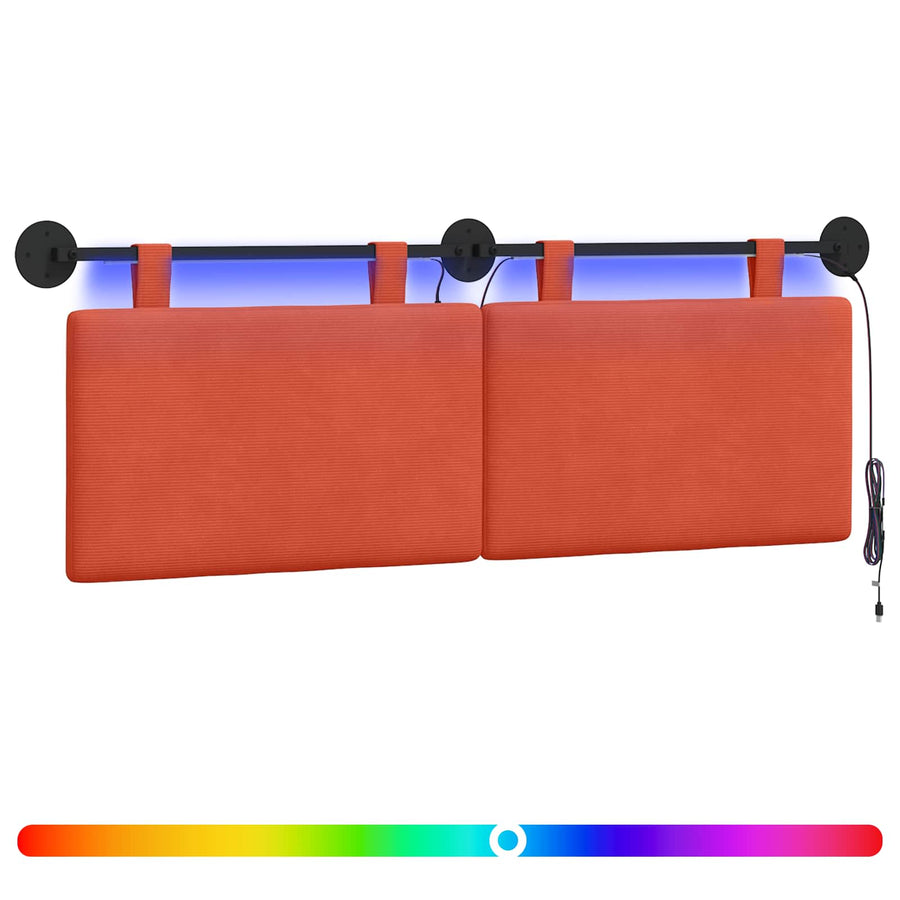 Hangend hoofdbord Met LED-verlichting Rood-oranje Katoen Stof