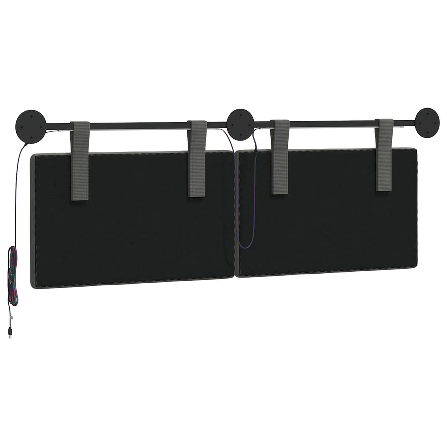 Hangend hoofdbord Met LED-verlichting Donkergrijs Katoen Stof